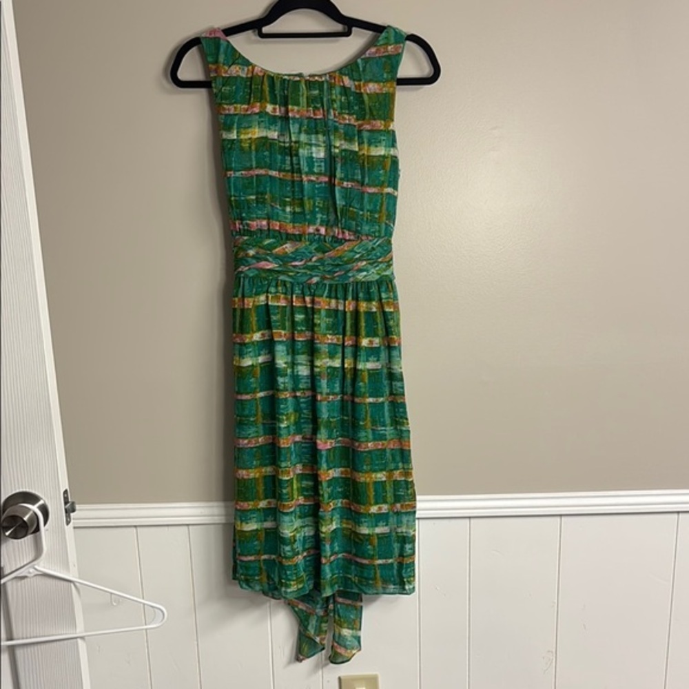 J Howard Vibrant Green and Yellow Asymmetrical Sundress for Cocktail Events